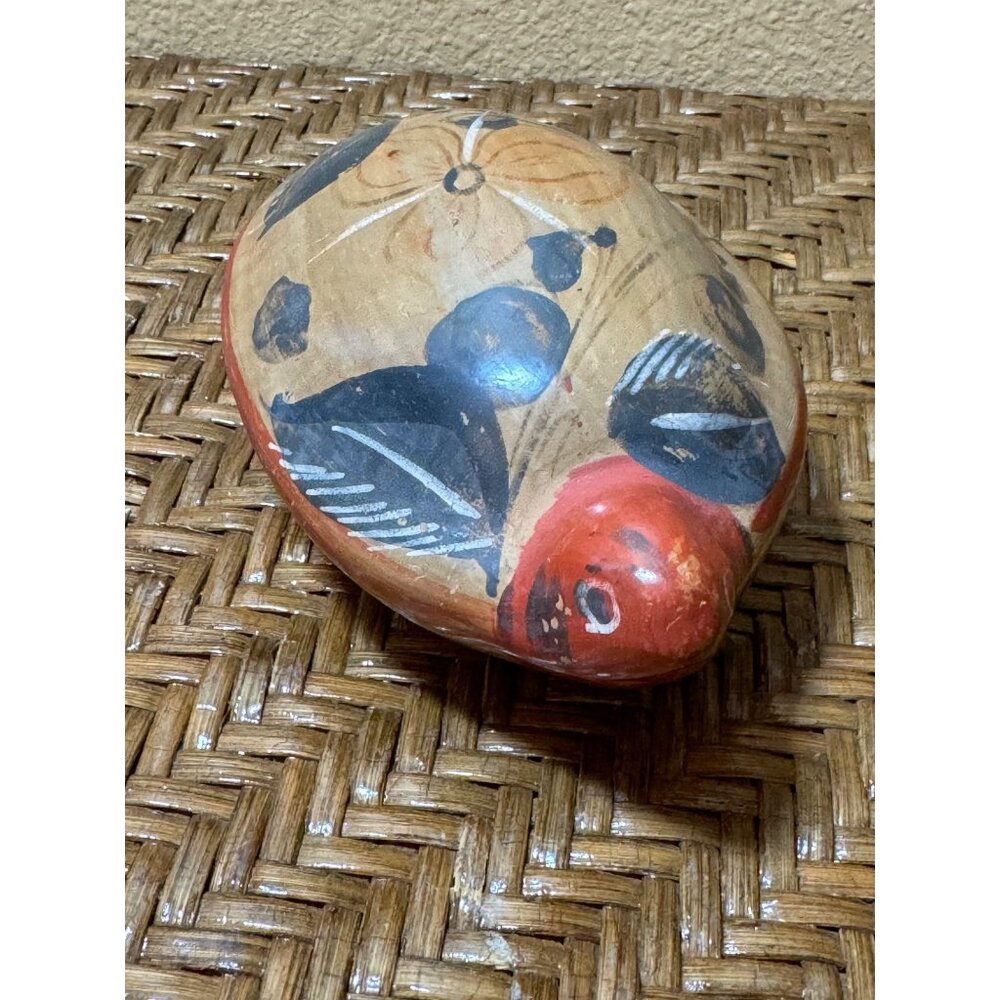 Vintage Mexican Tonala Clay Pottery Footed Turtle Hand Painted